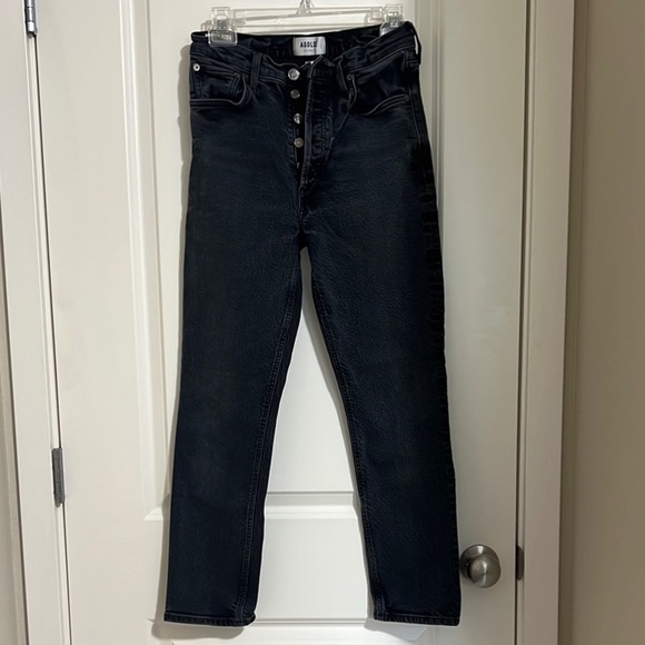 AGOLDE Riley Long Straight Jeans Black Size 26 - Picture 7 of 7